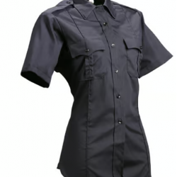 WOMEN'S POLY/COTTON SS SHIRT- NAVY