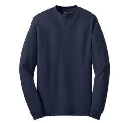 HANES COTTON LS BEEFY T-SHIRT- NAVY