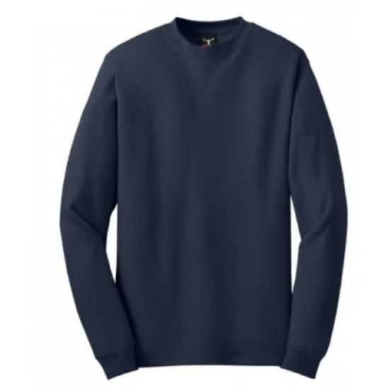 HANES COTTON LS BEEFY T-SHIRT- NAVY